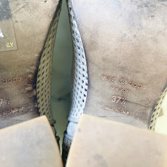 Rag & Bone Gray Tan Suede Margot Perforated Chunky Heel Ankle Booties - Picture 8 of 13